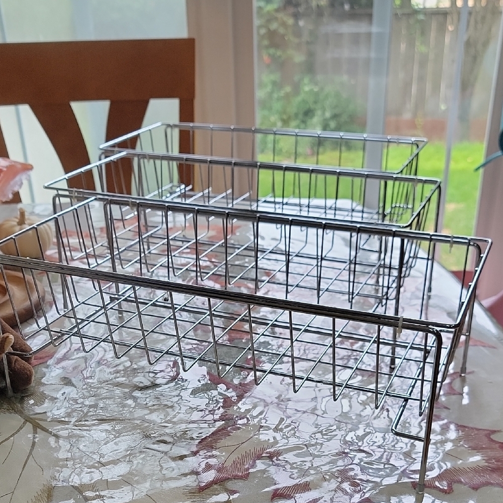 3 Silver Wire Storage Baskets